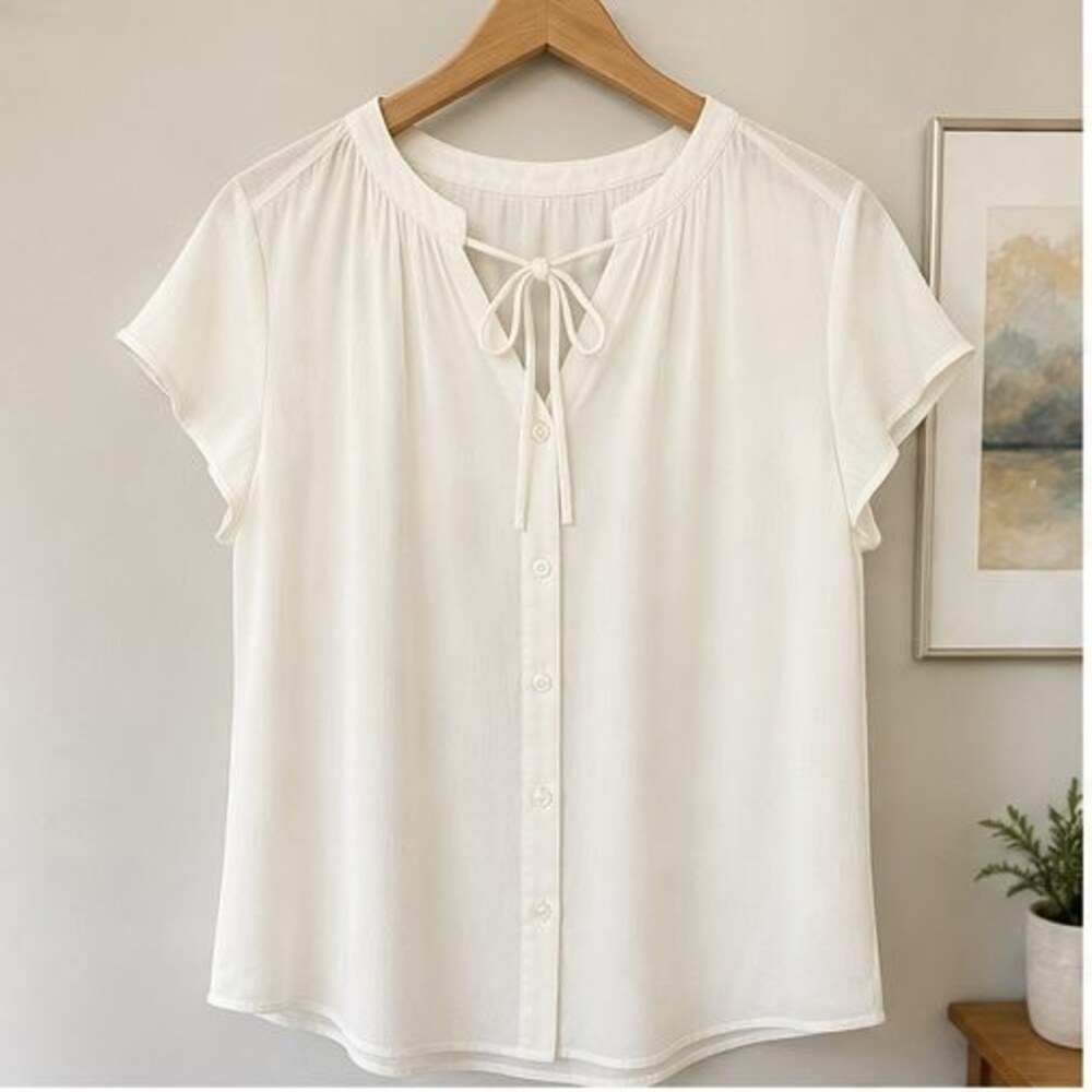 Ivory Pleated Blouse